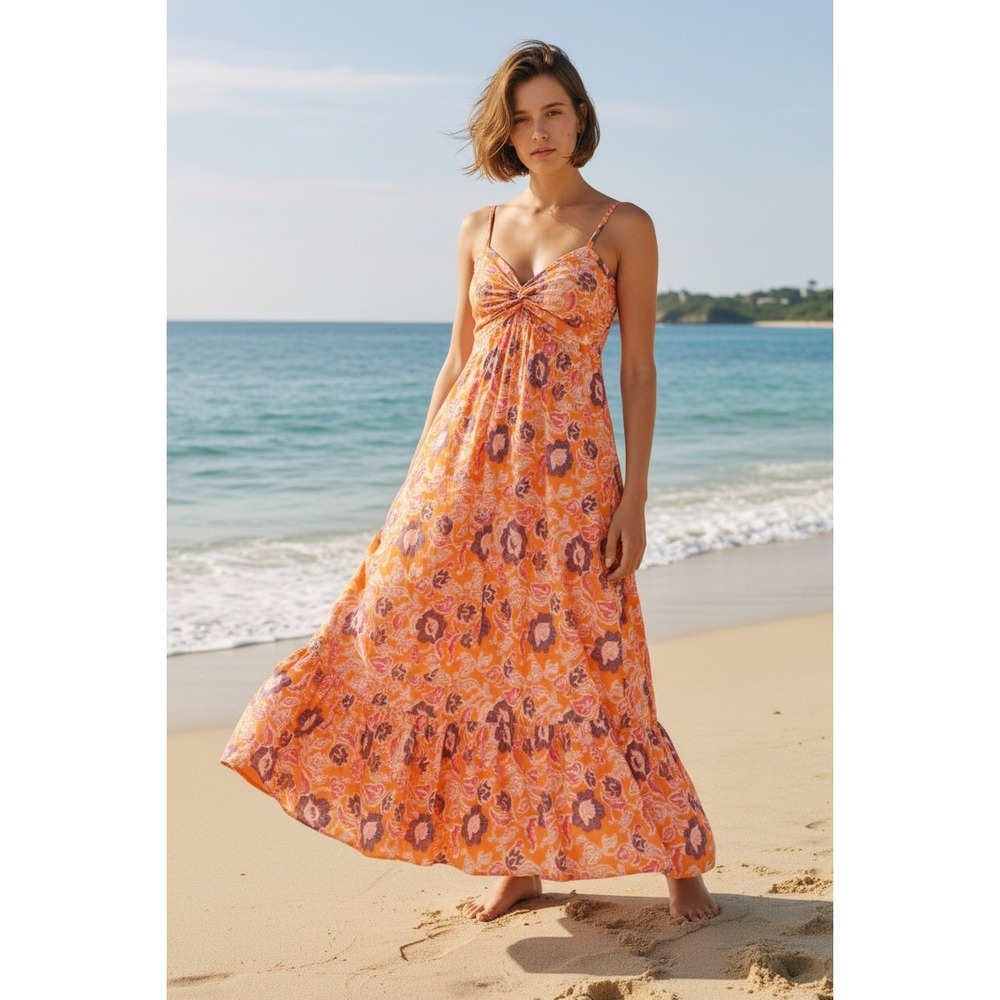 Cleobella Oliana Midi Dress M Tropique Floral Boho Coastal‎ Grandma Resort GOTS